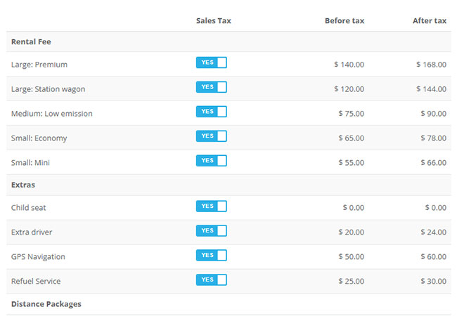 Configure taxes, fees and payable totals clearly