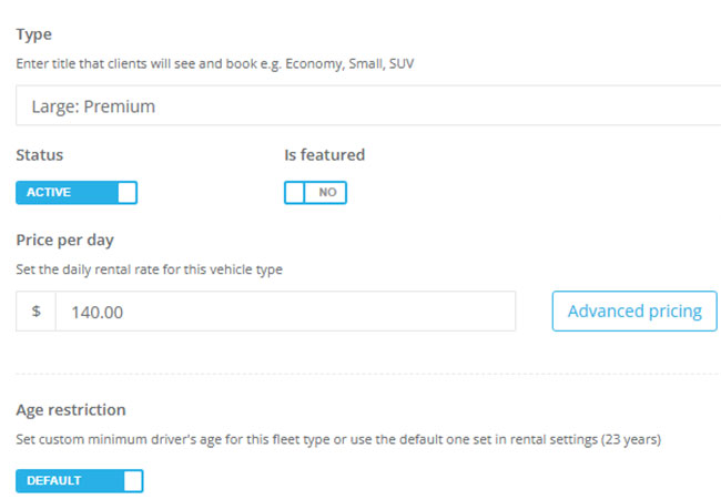 Set flexible base rates for different rental periods
