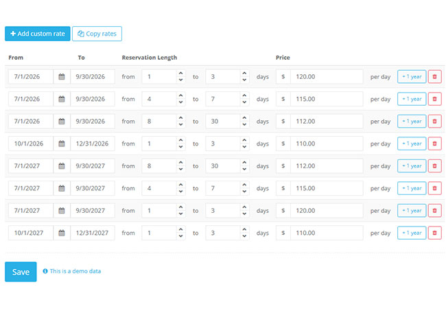 Automate seasonal and length-based pricing rules