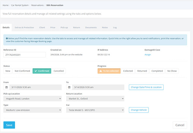 Open complete reservation profiles in one workspace