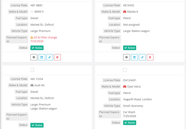 Control booking and vehicle statuses in real time
