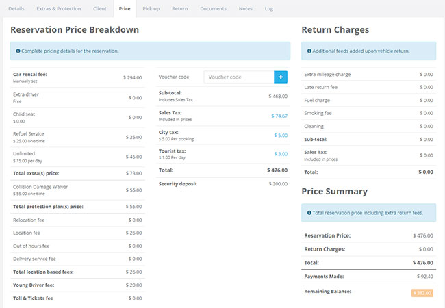 Track pricing, payments and booking changes