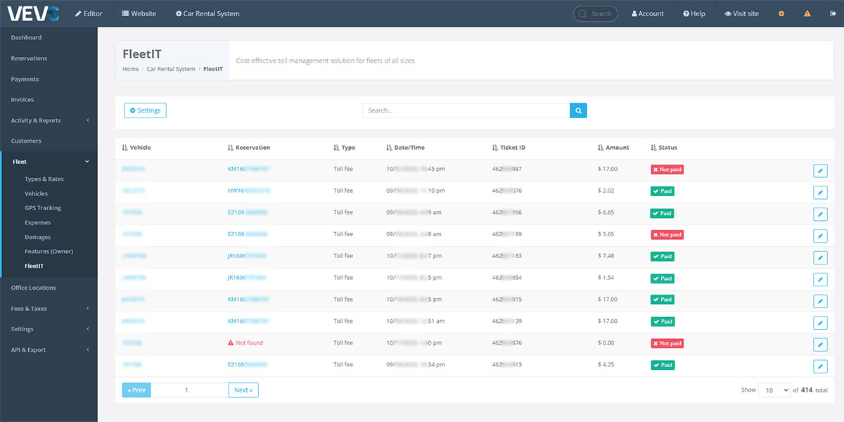 FleetIT comprehensive fee overview