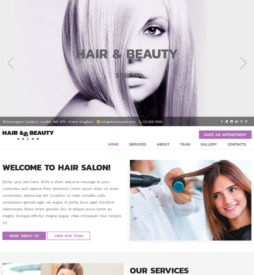 Hair & Beauty Salon Website - Template #3