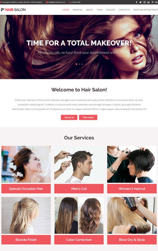 hair saloon websites