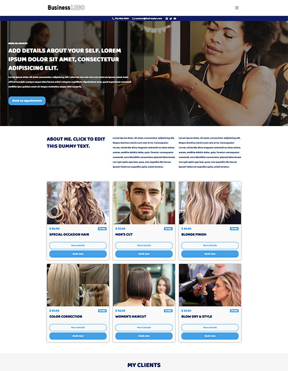 Vevs Hair Beauty Stylist Websites Demo