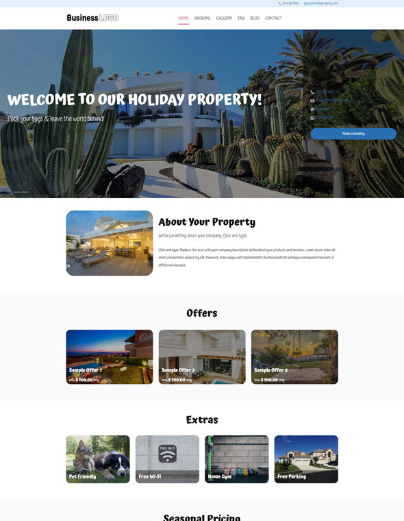Holiday Property Website Template #2