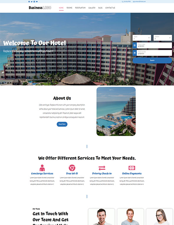 Hotel Website - Template #2