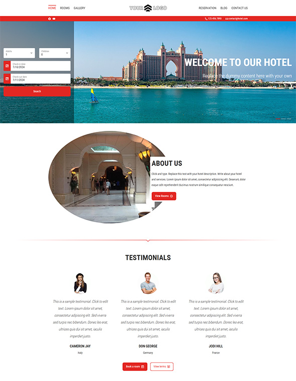 Hotel Website Builder - Template #3