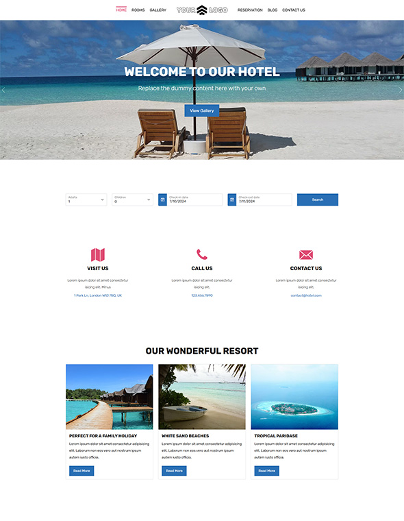 Hotel Website Builder - Template #7