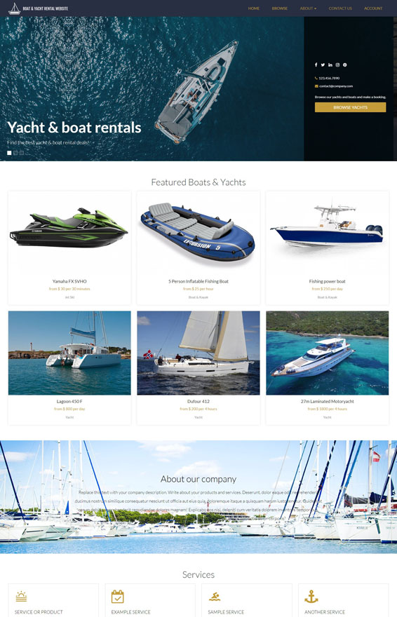 Vevs Yacht Boat Rental Websites Website Builder