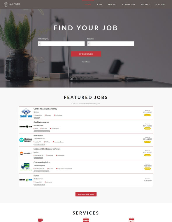 Job Portal Website Template #4