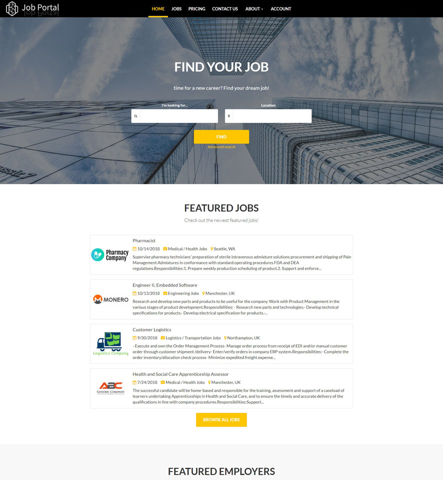 vevs job portal websites website builder job hunting websites