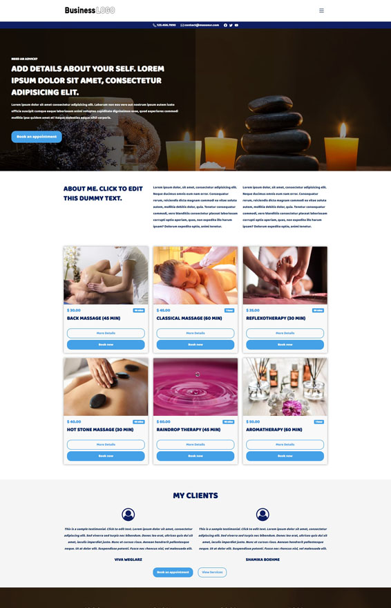 VEVS Massage Booking Website 