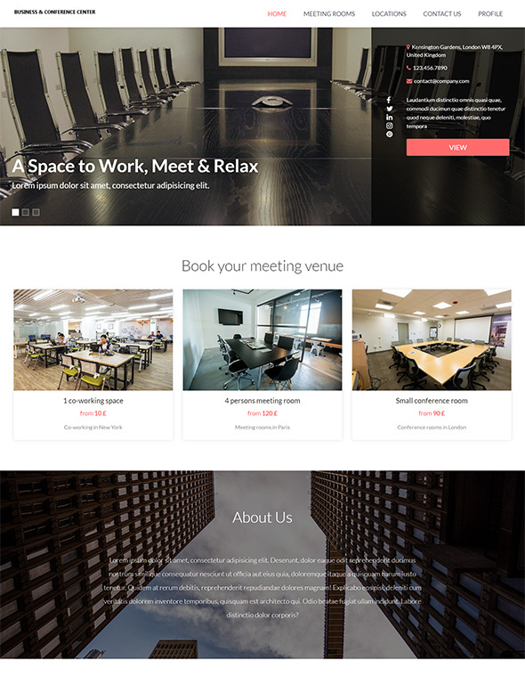 Meeting Room Booking Website Template #9