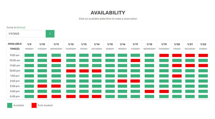 Show availability calendar