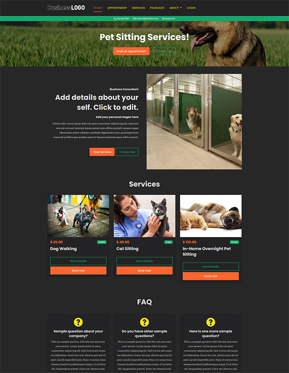 Pet Sitting Website Template #5