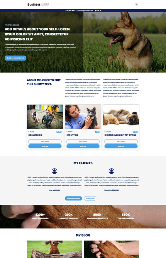 VEVS Pet Sitting sites site Builder