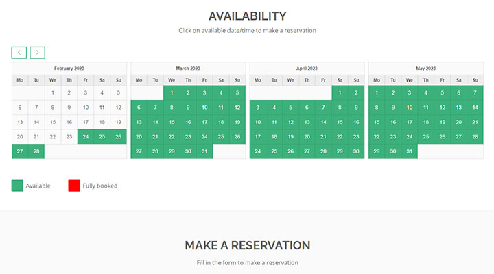 Show availability calendar