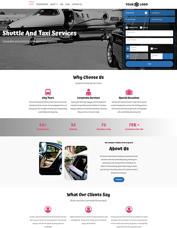 Shuttle & Taxi Website - Template #2