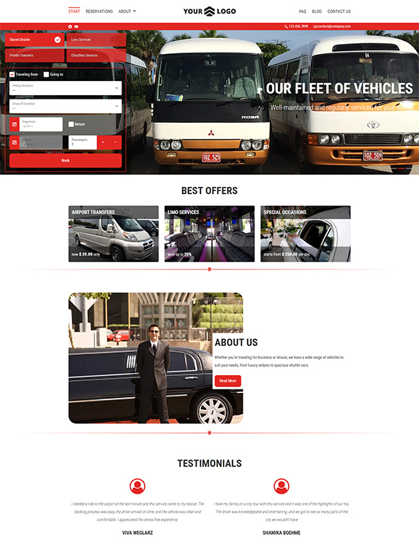 Shuttle & Taxi Website - Template #3