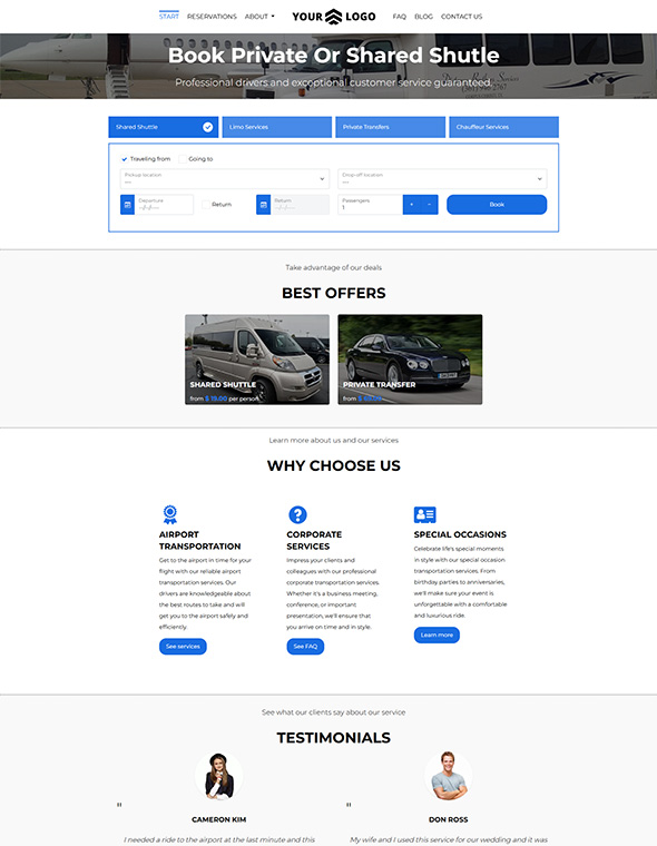 Shuttle & Taxi Website - Template #4