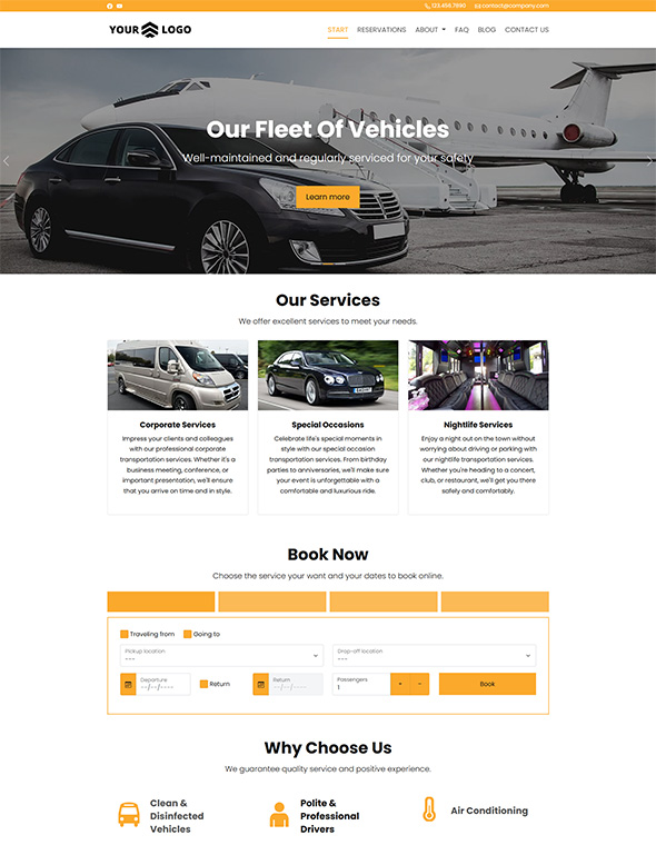 Shuttle & Taxi Website - Template #5