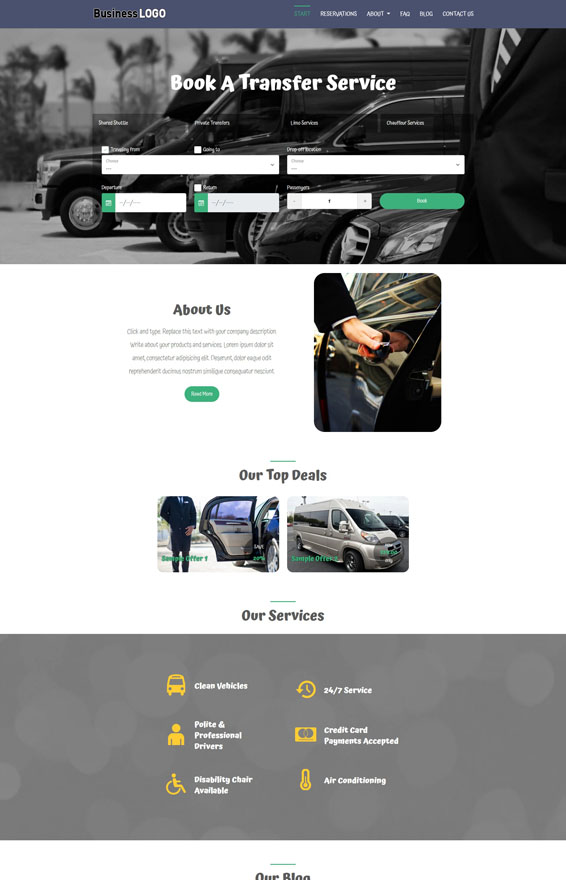 Sitios web de VEVS de transporte y taxi