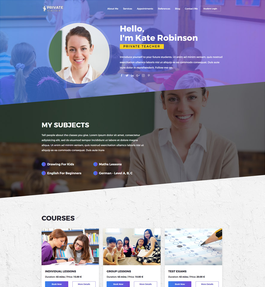 19 Teachers Website Themes Templates Free Premium Templates Rezfoods