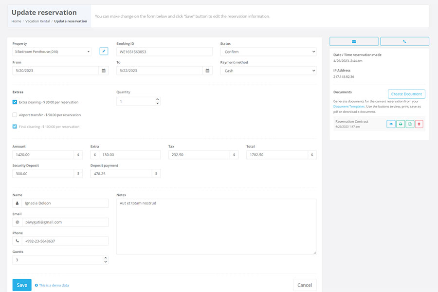 Vacation rental software - reservation management