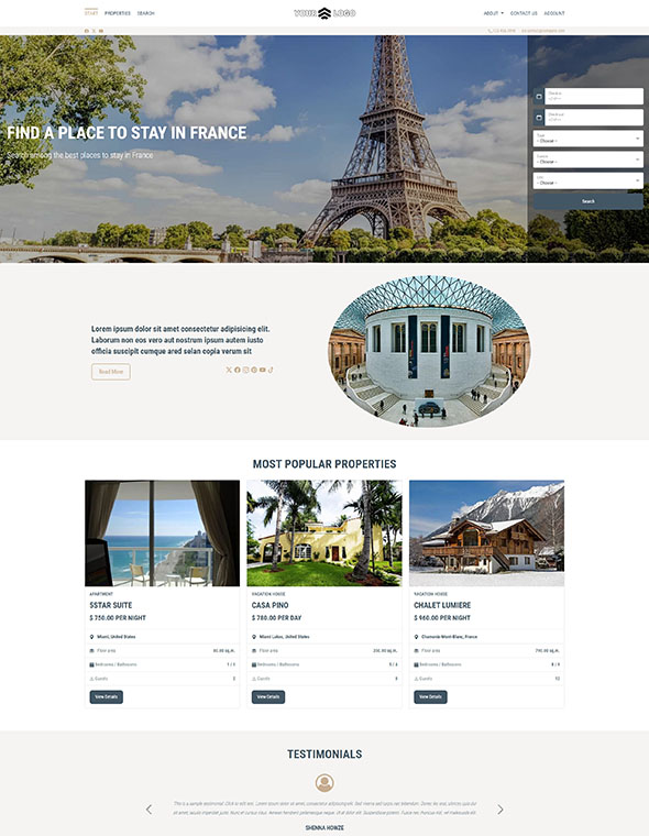 Vacation Rental Software - Website Template #8