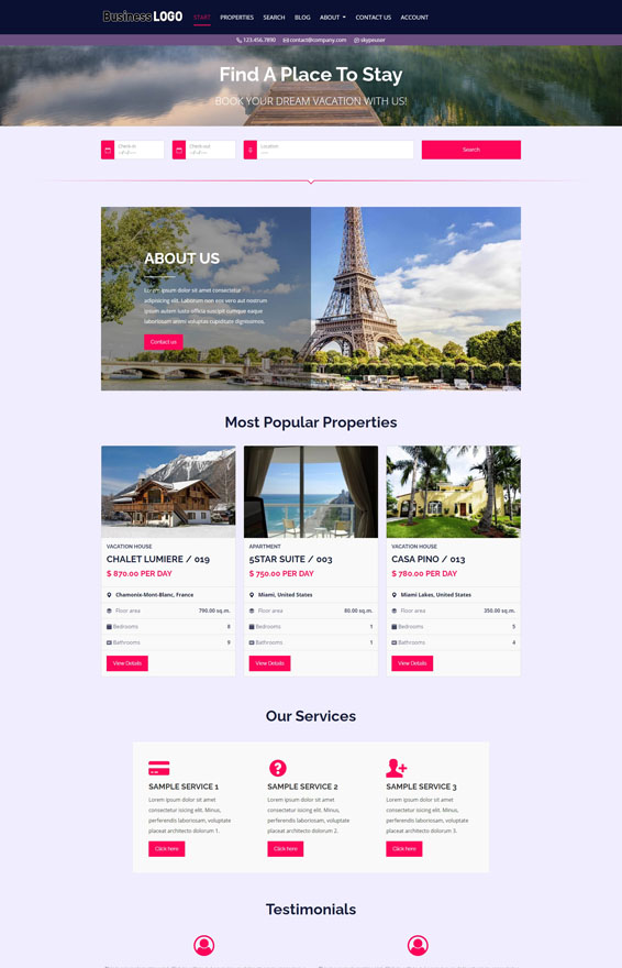 VEVS Vacation Rental Websites  Website Builder