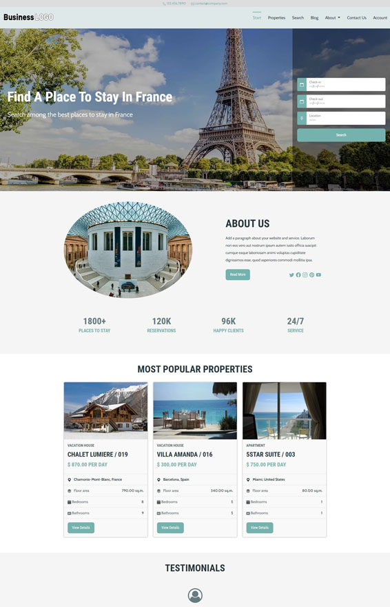Vacation Rental Website 3