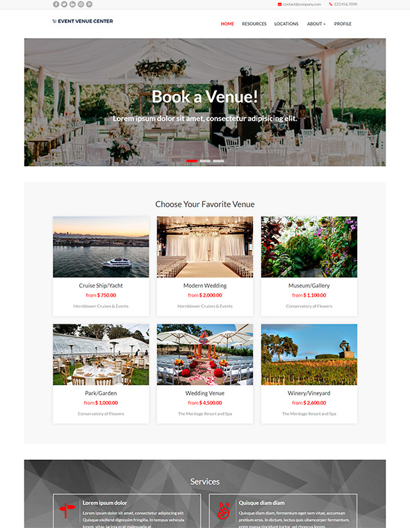 Event Venue Website Template