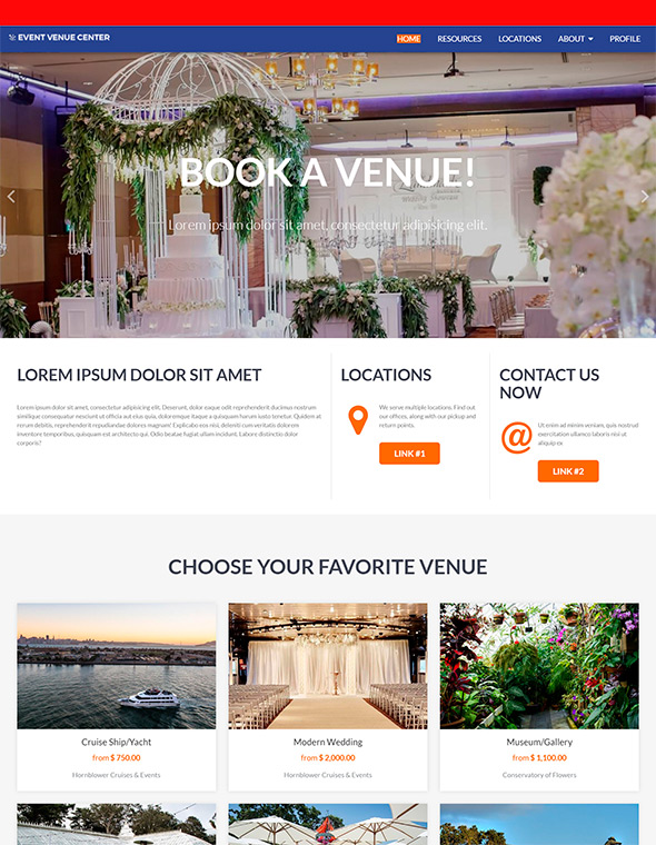 VEVS: Venue Booking Websites | Demo