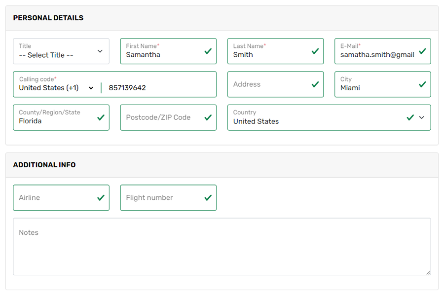 Checkout form