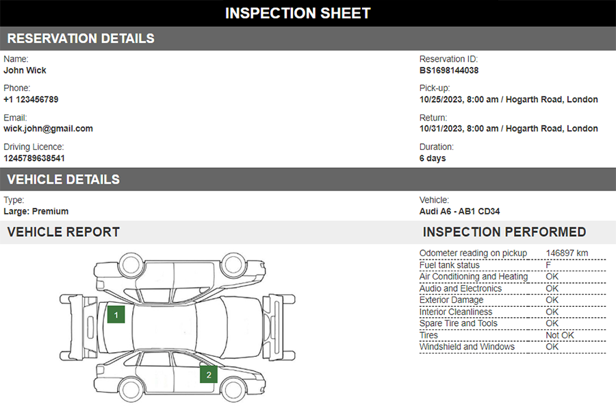 Inspection sheet