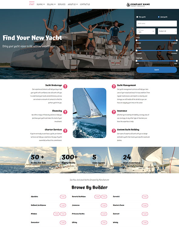 Yacht Brokerage Software - Website Template #2