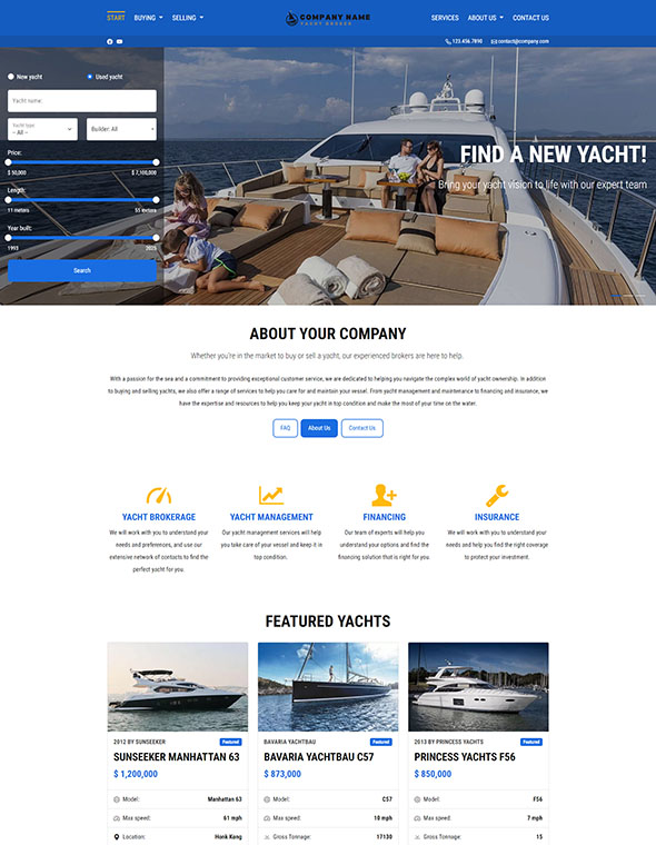 Yacht Brokerage Software - Website Template #3