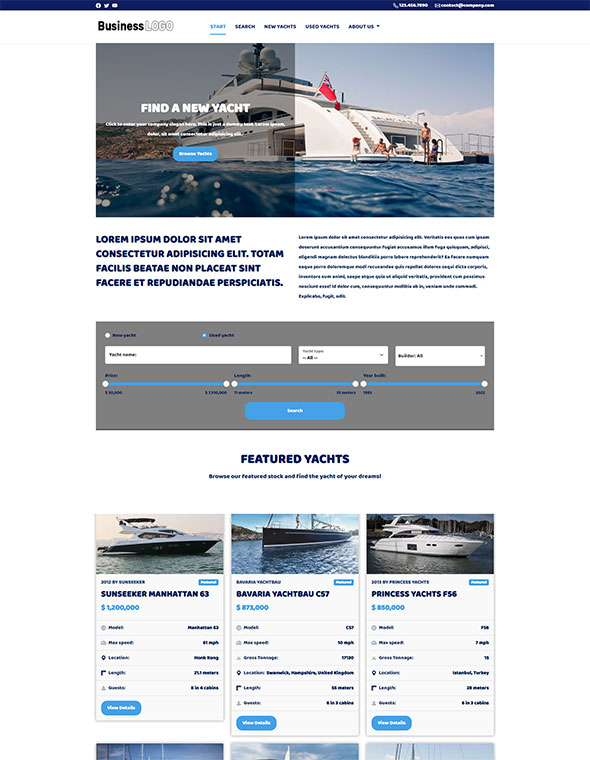 Yacht Brokerage Website Template #4