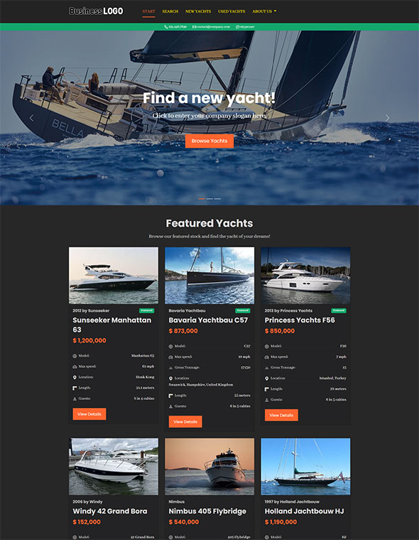 Yacht Brokerage Website Template #5