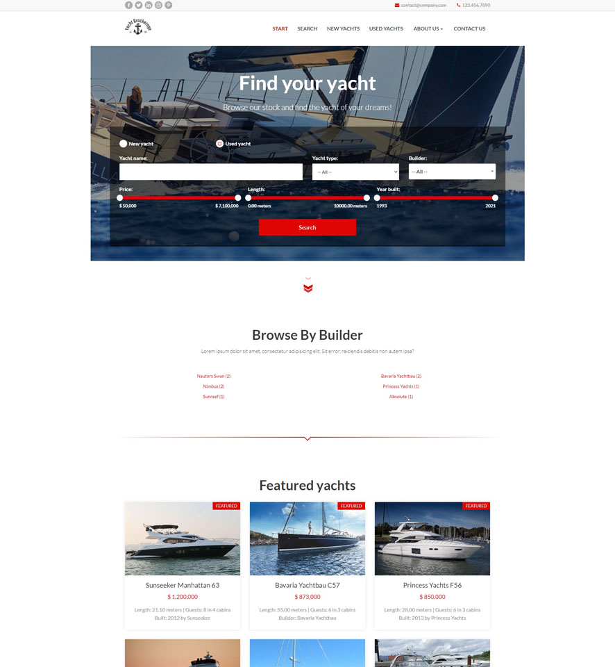 Yacht Brokerage Website Design 1
