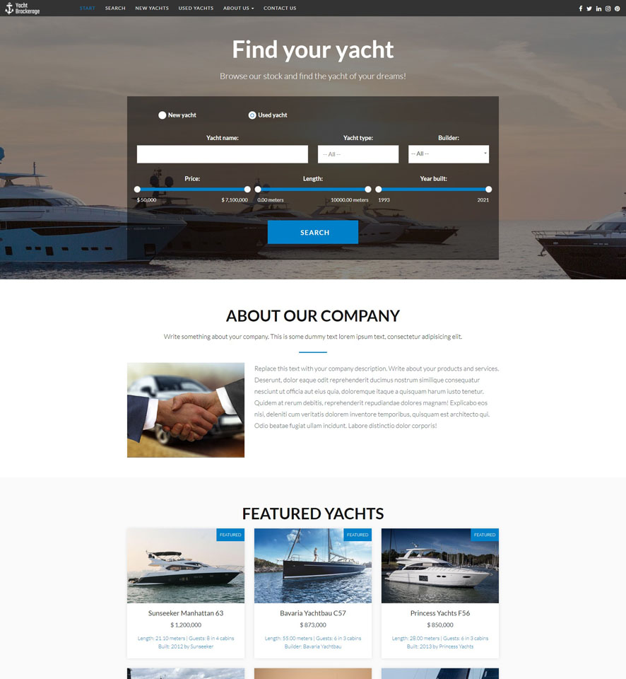 Yacht Brokerage Website Design 2