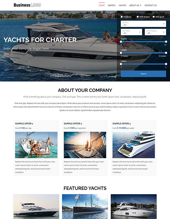 Yacht Charter Software - Website Template #2