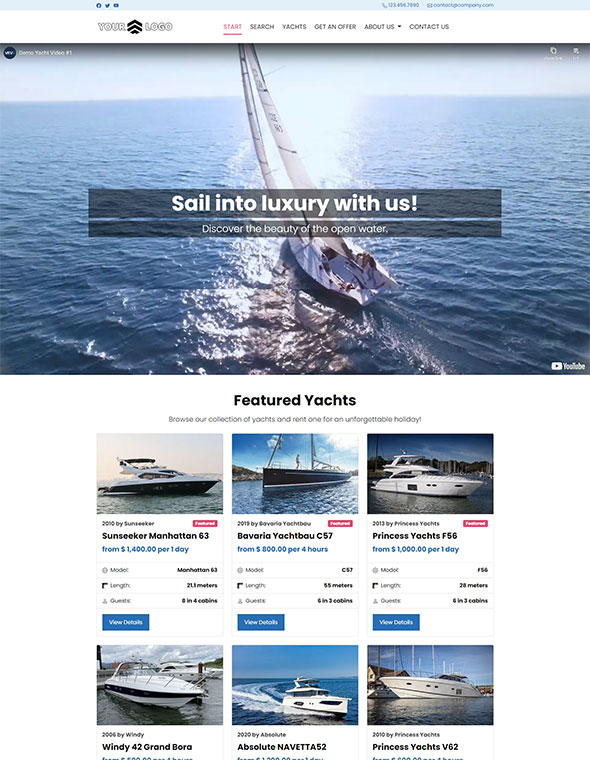 Yacht Charter Software - Website Template #5
