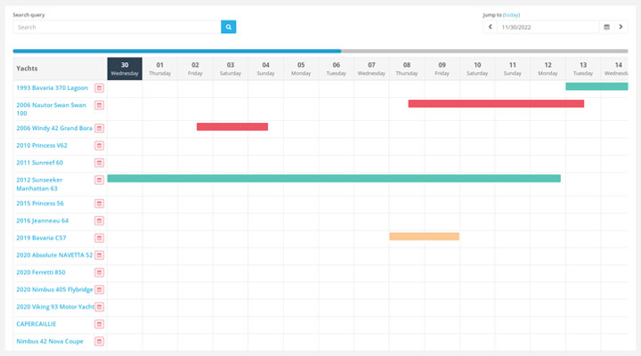 View yachts' availability