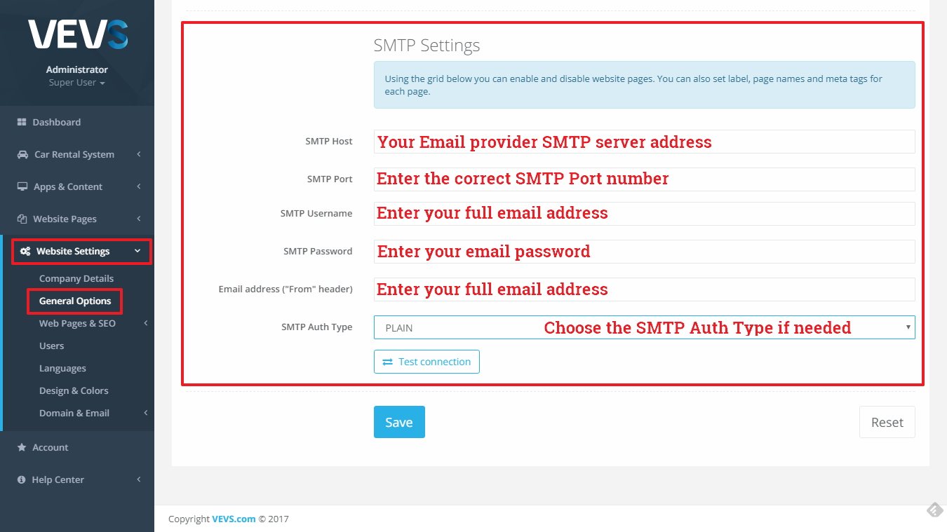 SMTP Settings