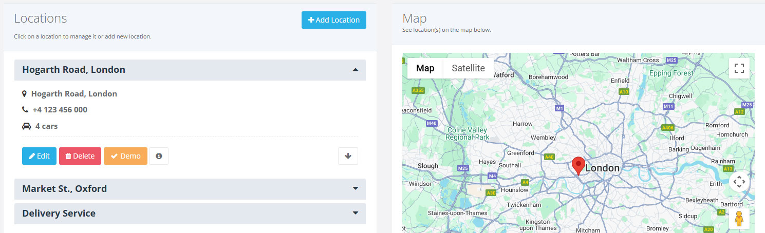 VEVS Car Rental Website - Rental Locations