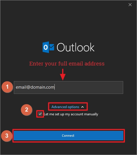 Email from VEVS - Outlook 2016 configuration - step 3