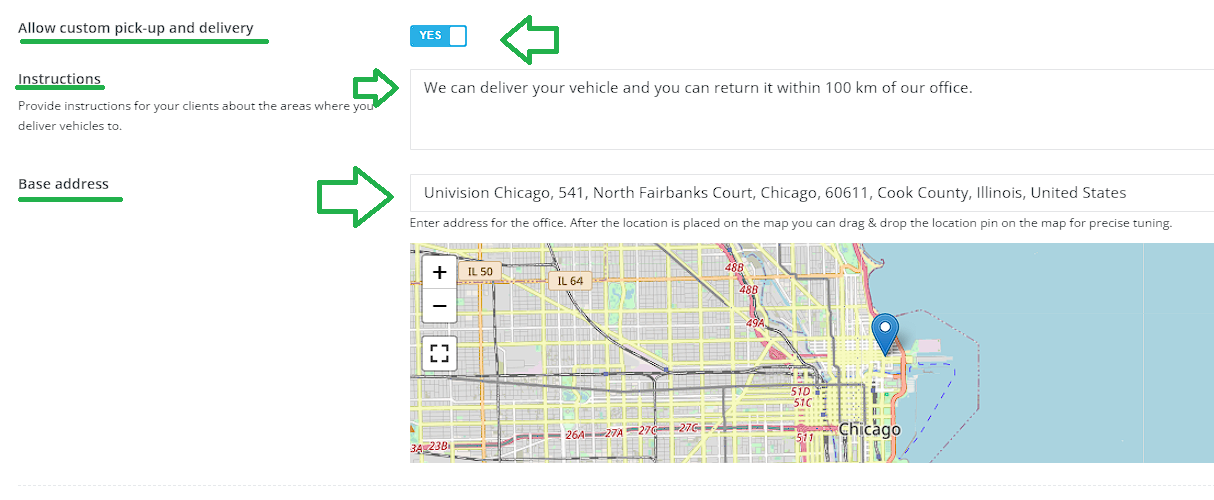 Allow custom pick-up and delivery